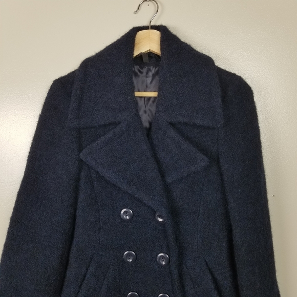 & OTHER STORIES Double Breasted Long Peacoat Navy Blue US 0 - Picture 2 of 11